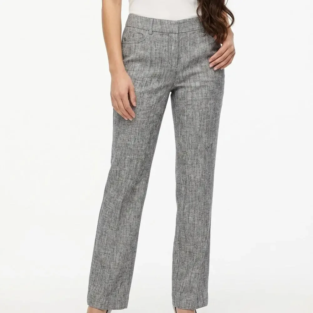 NWT Banana Republic Martin Linen Gray Straight Pants Women Size 2P
